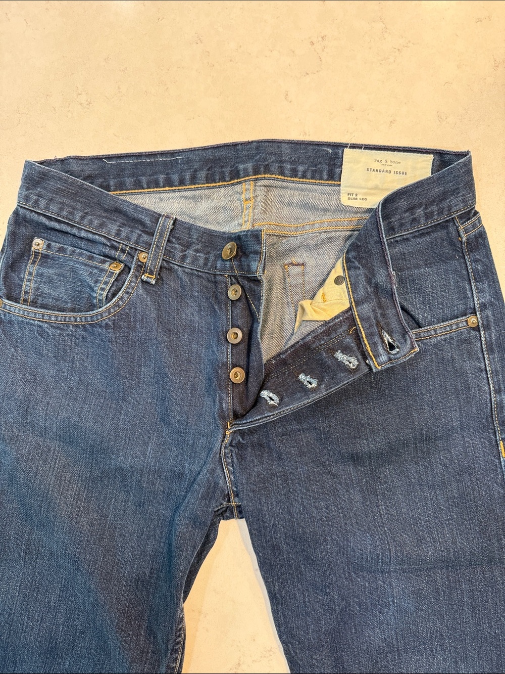 rag & bone Men's Standard Issue Fit 2 Slim Leg Jeans - Size 31 - Dark Indigo Was